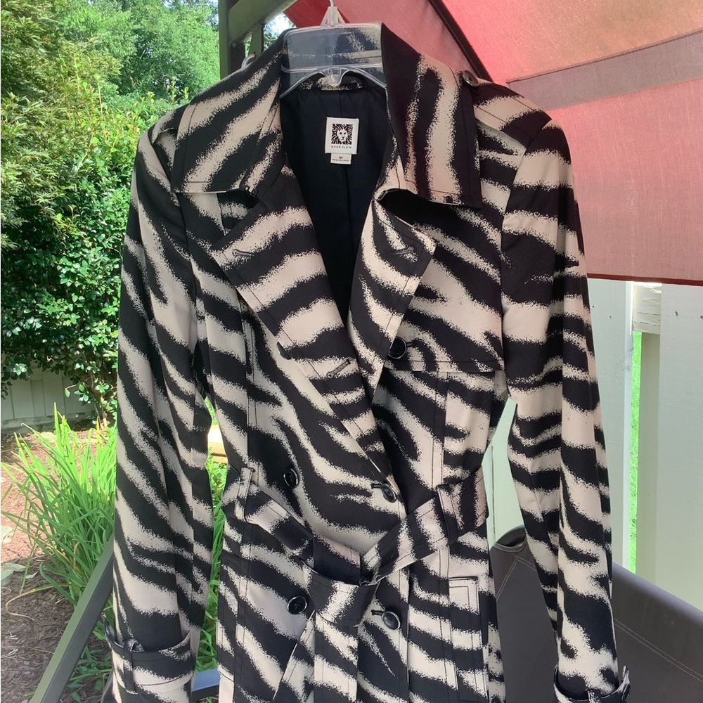 Anne Klein Sahara Trench Coat Tan/Black - Picture 2 of 7